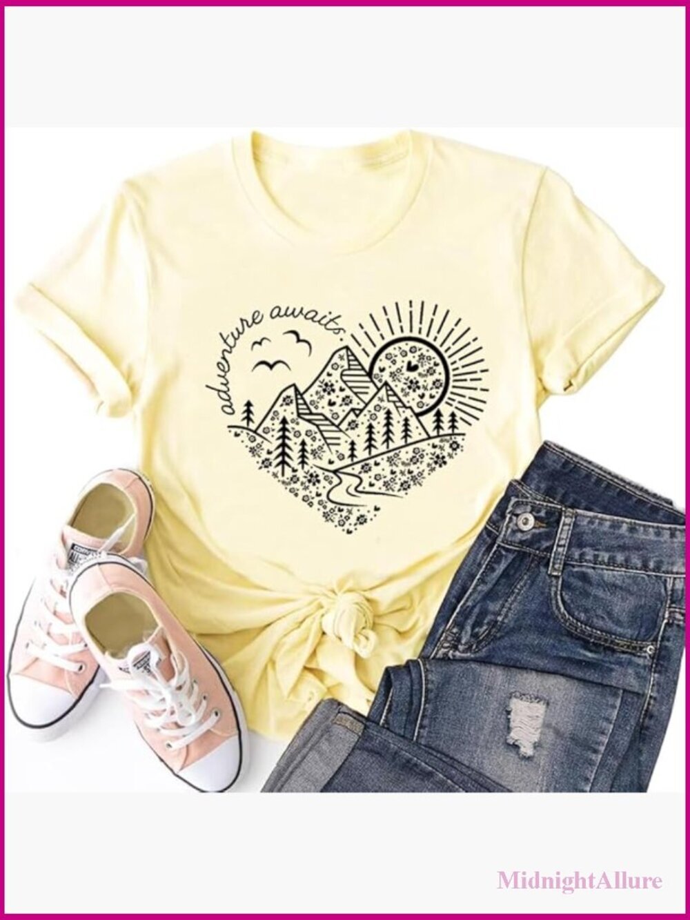 Women Outdoor Graphic Tee Hiking Mountain Nature Travel Workout Shirt Love Heart